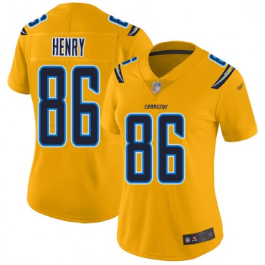 Los Angeles Chargers NFL Football Hunter Henry Gold Jersey Women Limited 86 Inverted Legend